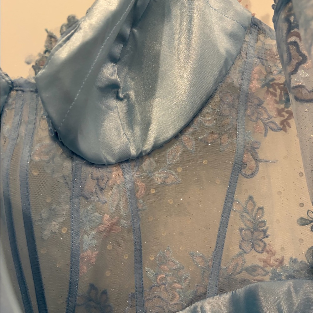 Clarisse Light Blue Layered Tulle Skirt - Picture 6 of 9